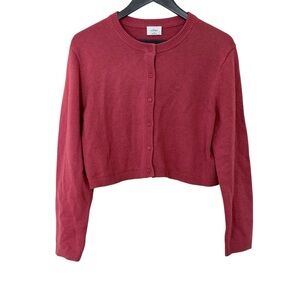 Aritzia Wilfred Woman's Size M Light Red Cropped  Button Down Cardigan Sweater